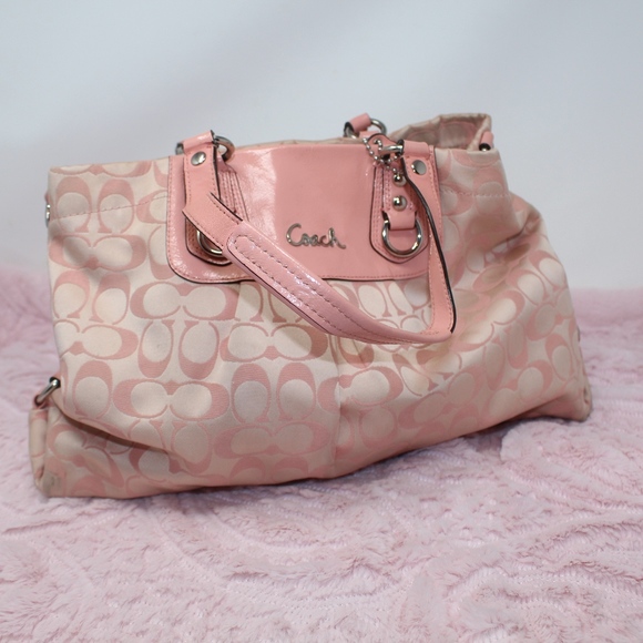Coach Handbags - Coach Ashley Carryall Pink Signature Purse Handbag